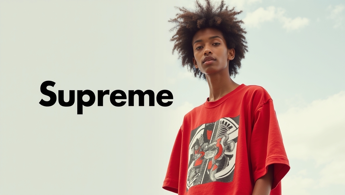 Supreme streetwear banner showcasing hoodies and accessories